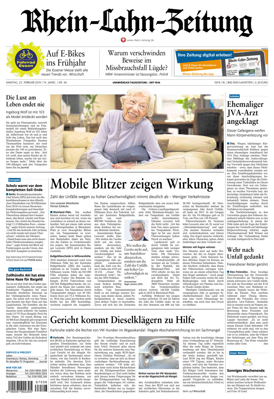 Rhein-Lahn-Zeitung vom Samstag, 23.02.2019