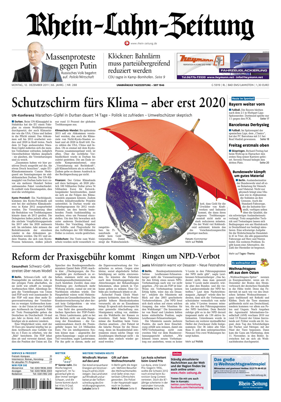 Rhein-Lahn-Zeitung vom Montag, 12.12.2011