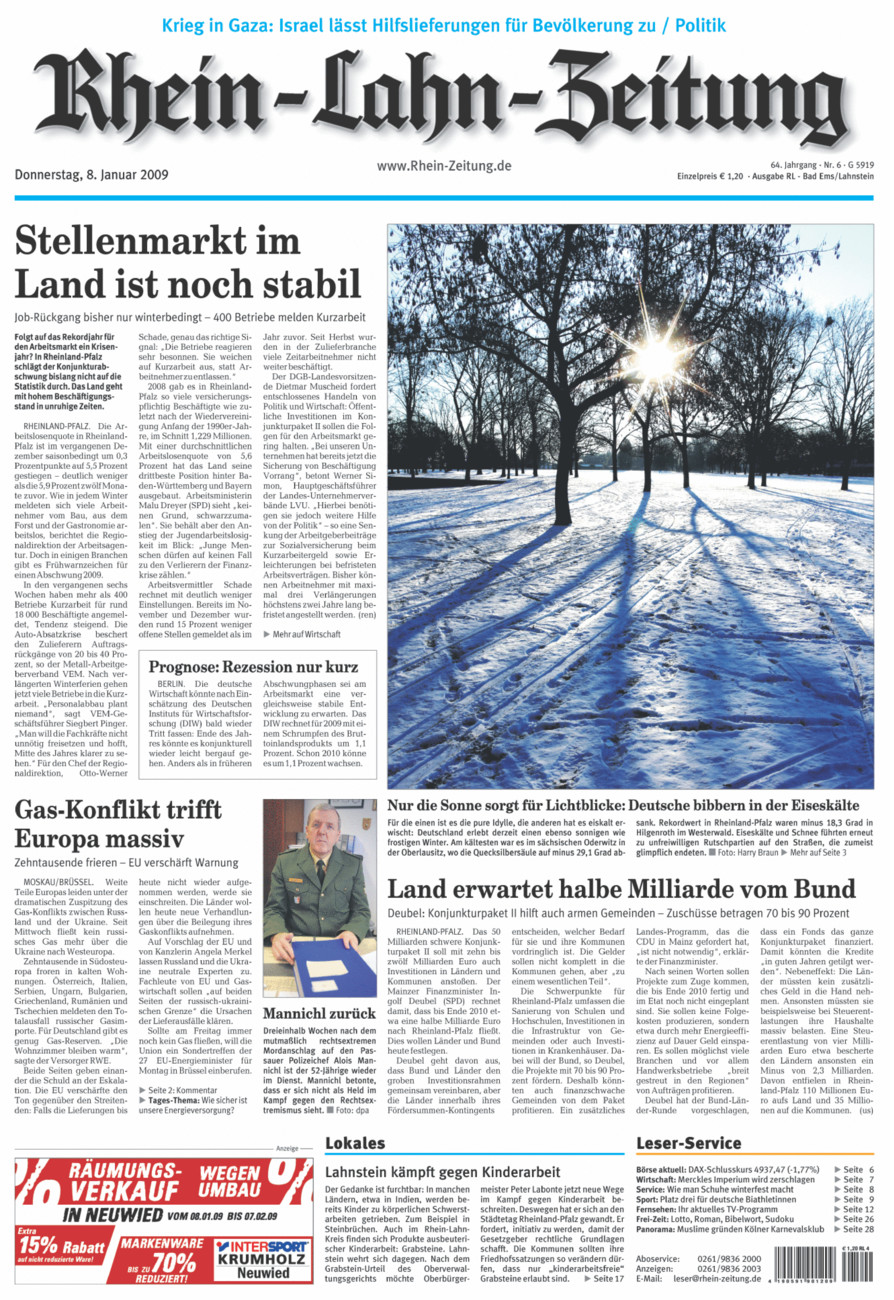 Rhein-Lahn-Zeitung vom Donnerstag, 08.01.2009