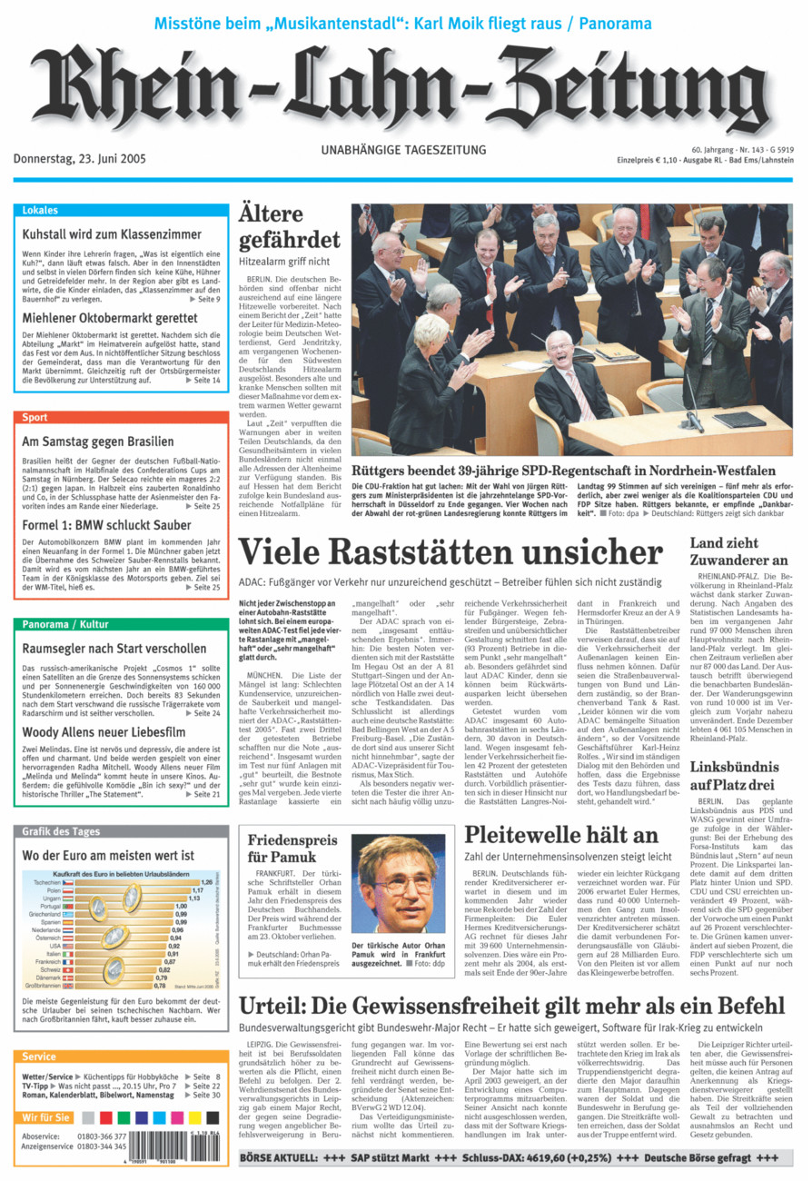 Rhein-Lahn-Zeitung vom Donnerstag, 23.06.2005