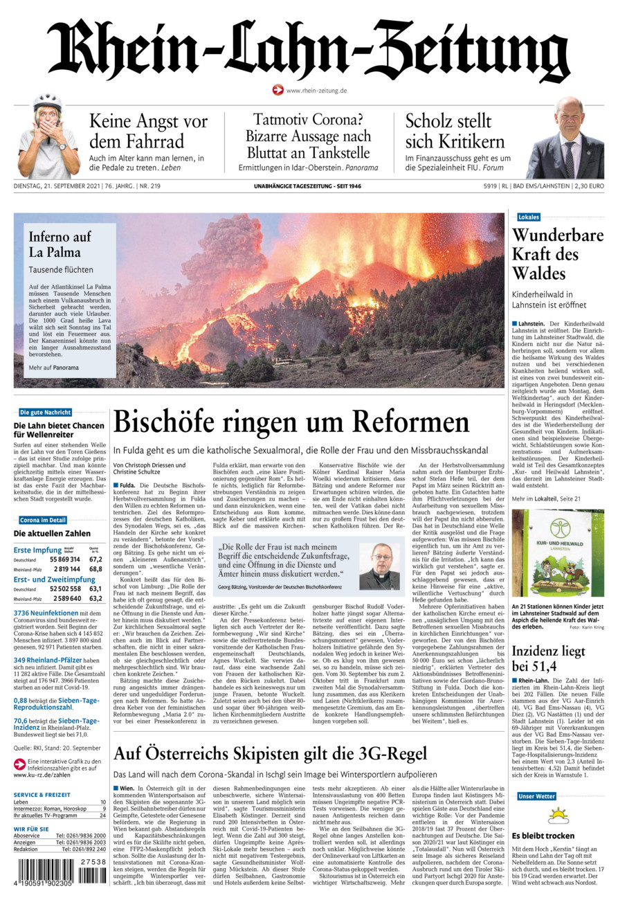 Rhein-Lahn-Zeitung vom Dienstag, 21.09.2021