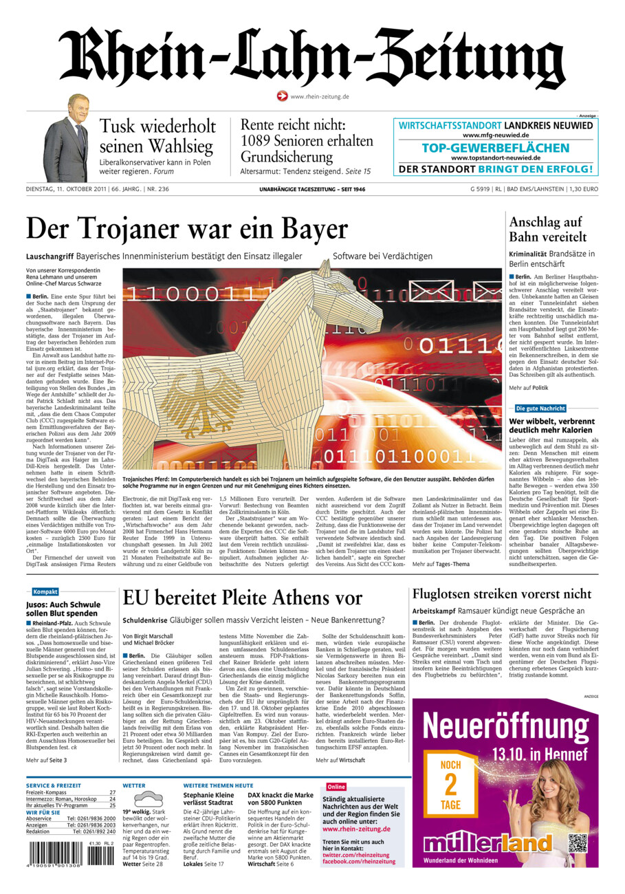 Rhein-Lahn-Zeitung vom Dienstag, 11.10.2011