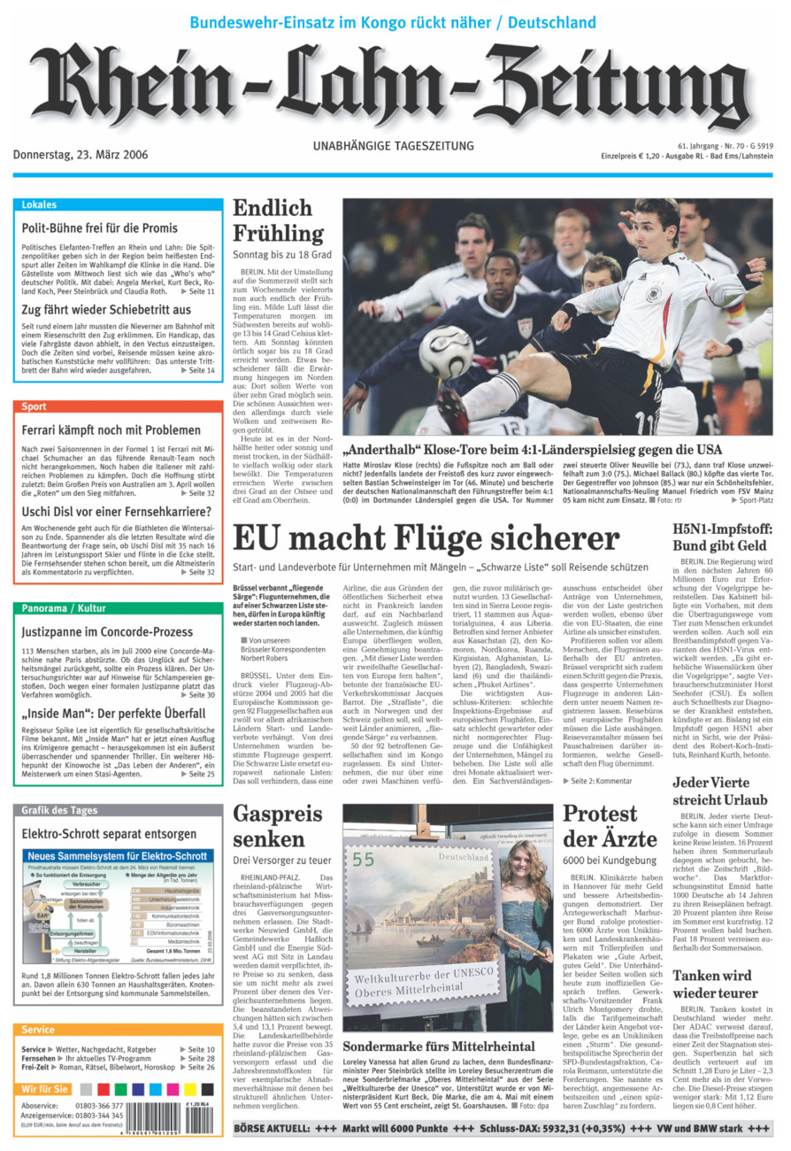 Rhein-Lahn-Zeitung vom Donnerstag, 23.03.2006