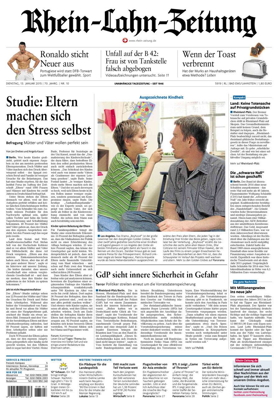 Rhein-Lahn-Zeitung vom Dienstag, 13.01.2015