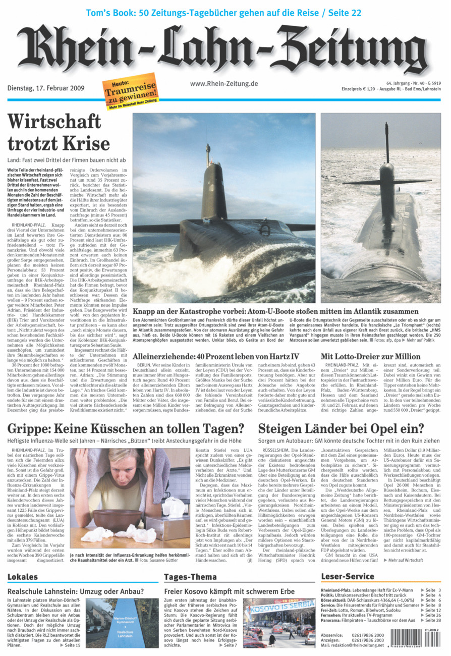 Rhein-Lahn-Zeitung vom Dienstag, 17.02.2009