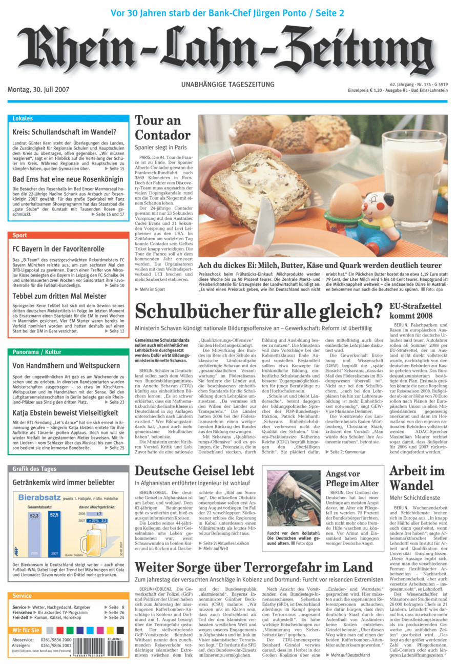 Rhein-Lahn-Zeitung vom Montag, 30.07.2007