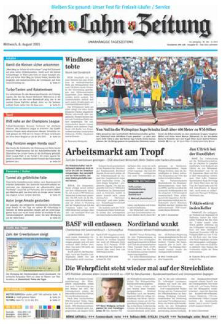 Rhein-Lahn-Zeitung vom Mittwoch, 08.08.2001