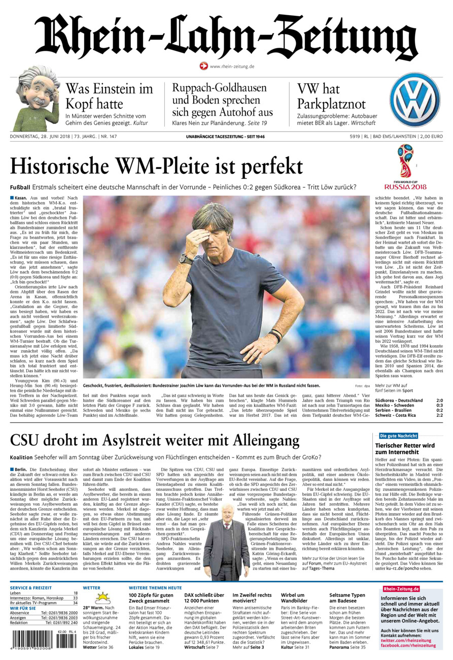Rhein-Lahn-Zeitung vom Donnerstag, 28.06.2018
