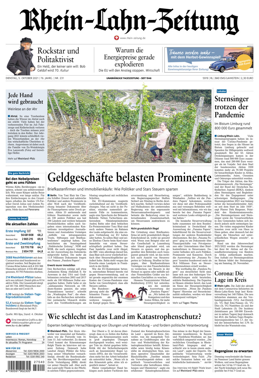 Rhein-Lahn-Zeitung vom Dienstag, 05.10.2021