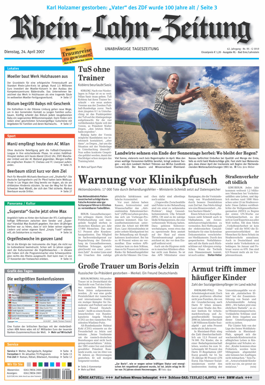 Rhein-Lahn-Zeitung vom Dienstag, 24.04.2007