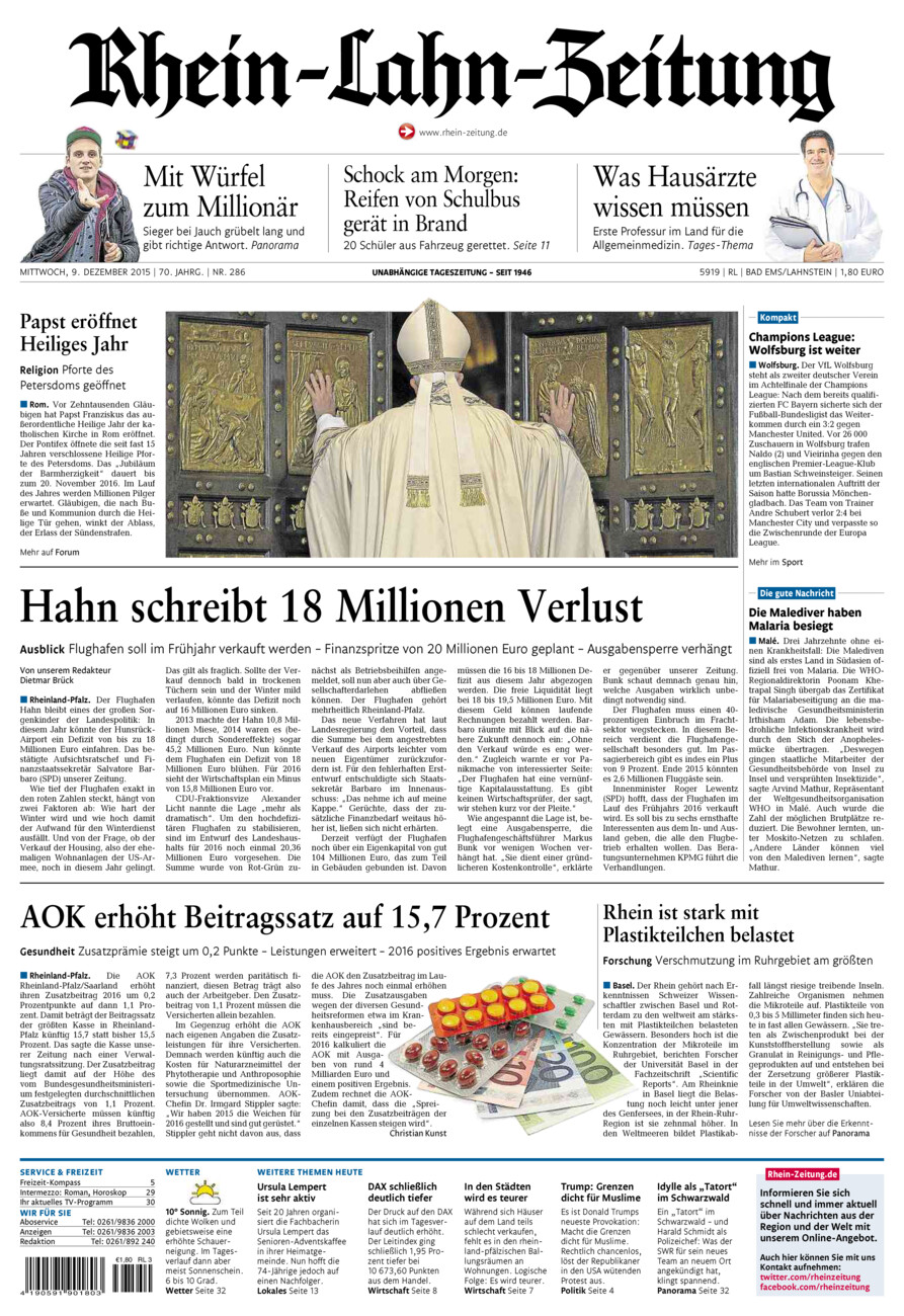 Rhein-Lahn-Zeitung vom Mittwoch, 09.12.2015