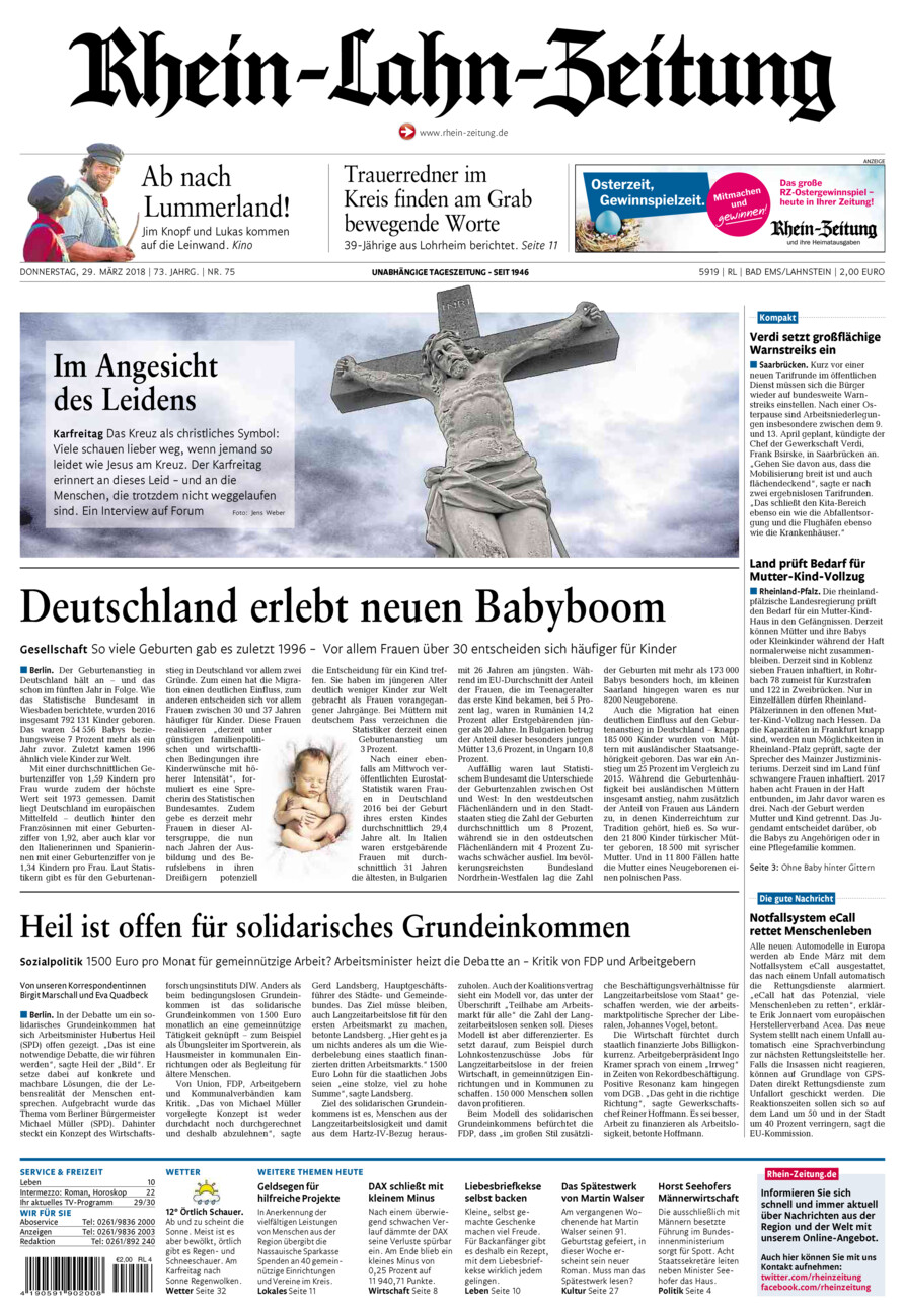 Rhein-Lahn-Zeitung vom Donnerstag, 29.03.2018