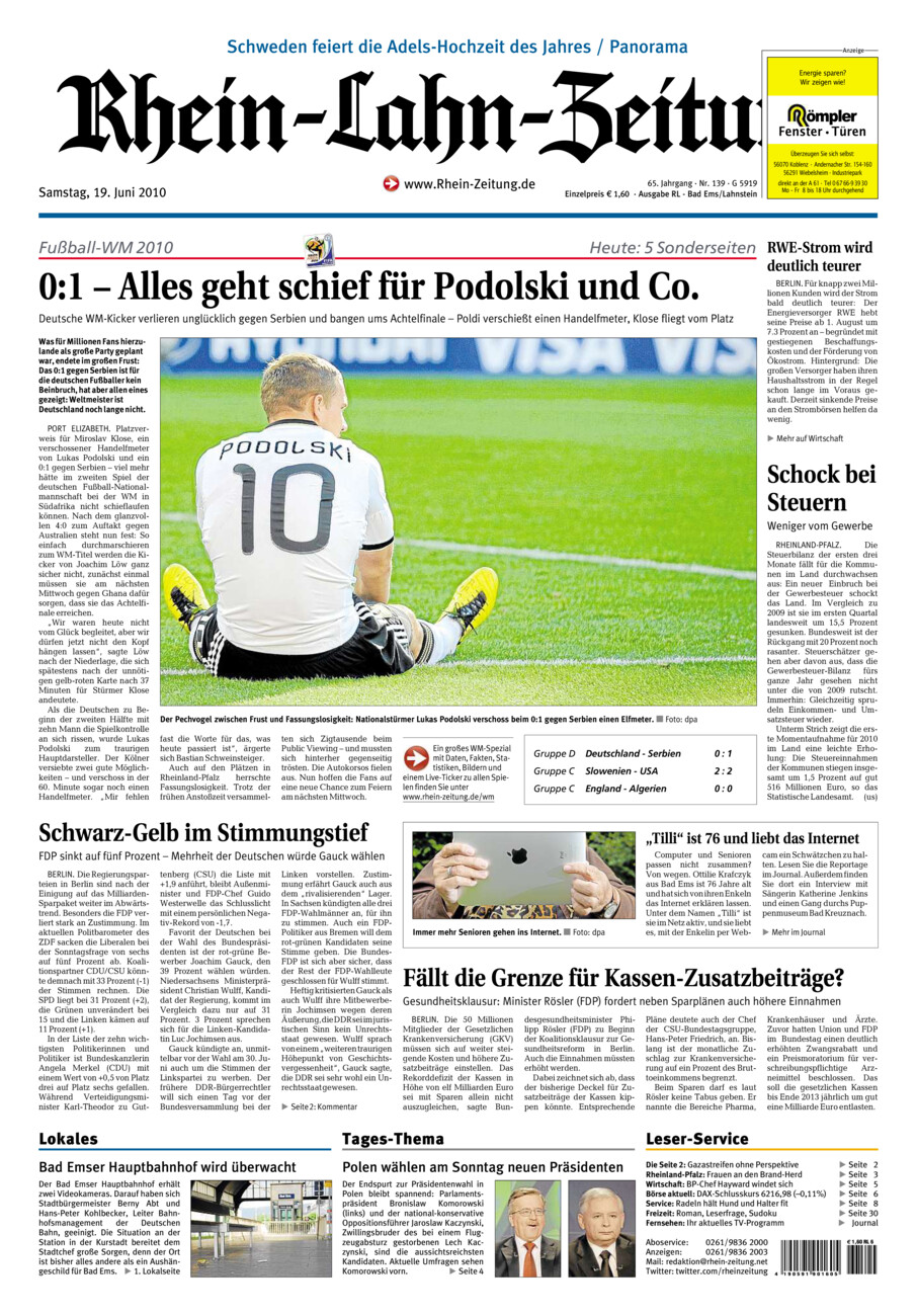 Rhein-Lahn-Zeitung vom Samstag, 19.06.2010