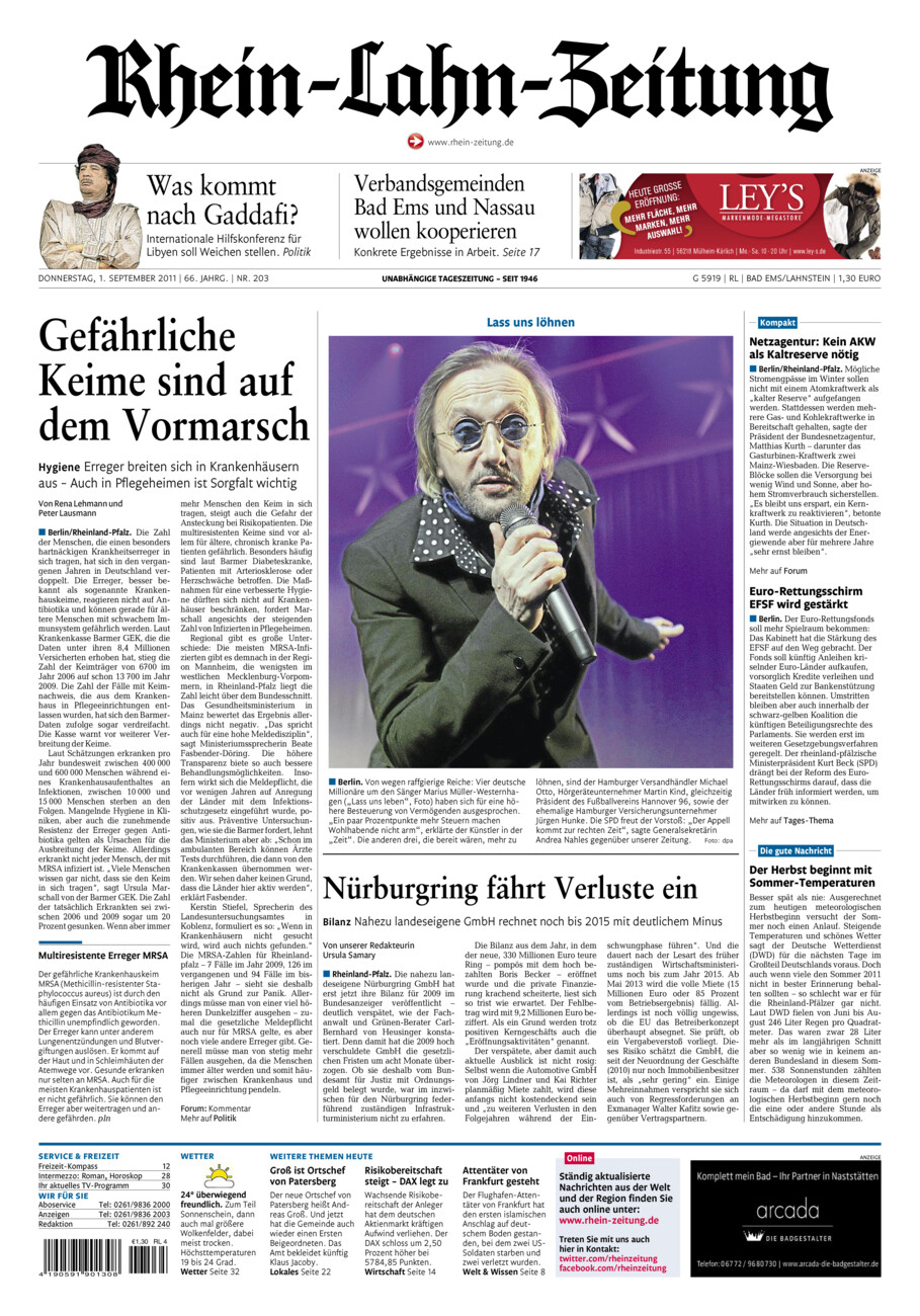 Rhein-Lahn-Zeitung vom Donnerstag, 01.09.2011