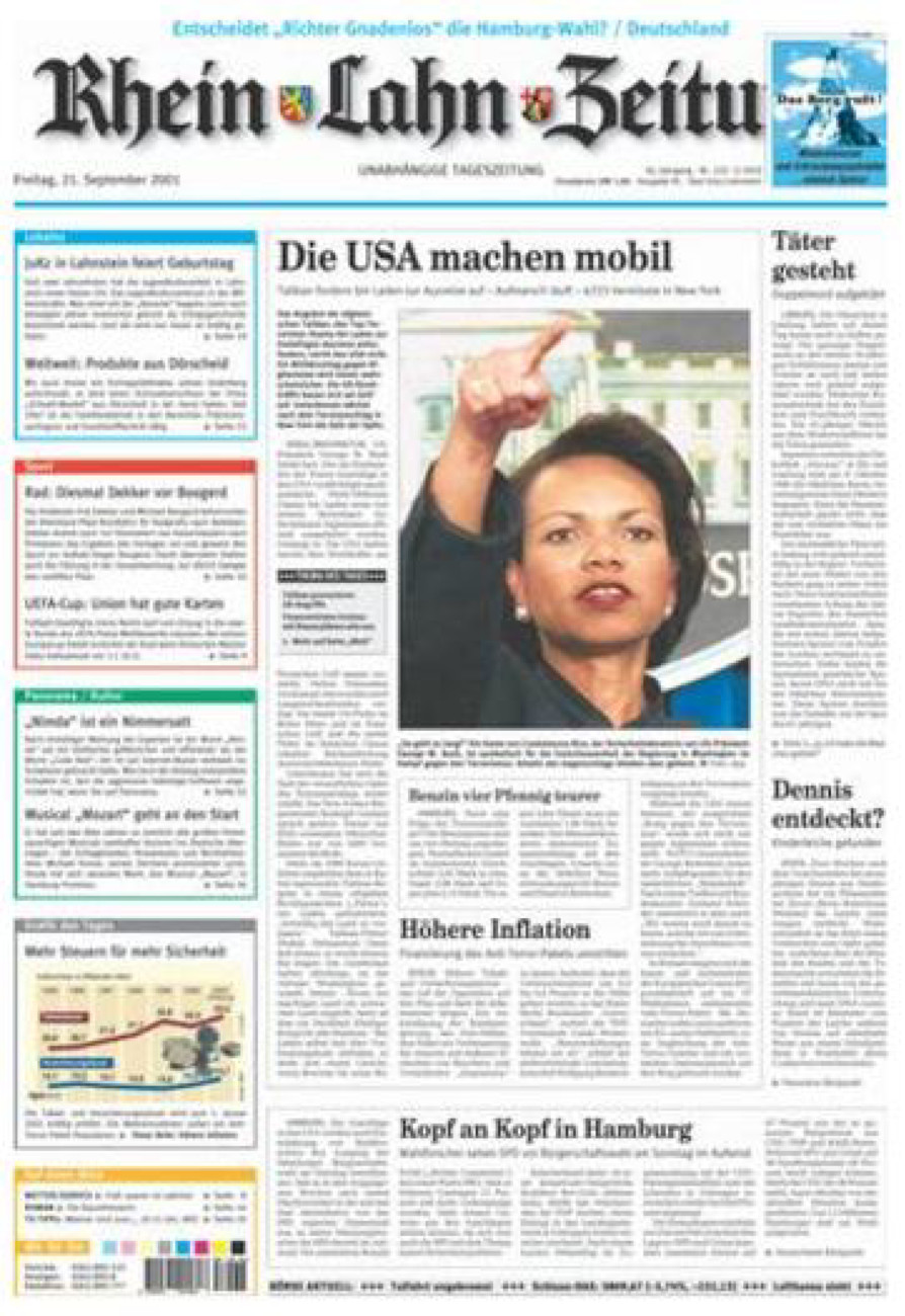 Rhein-Lahn-Zeitung vom Freitag, 21.09.2001
