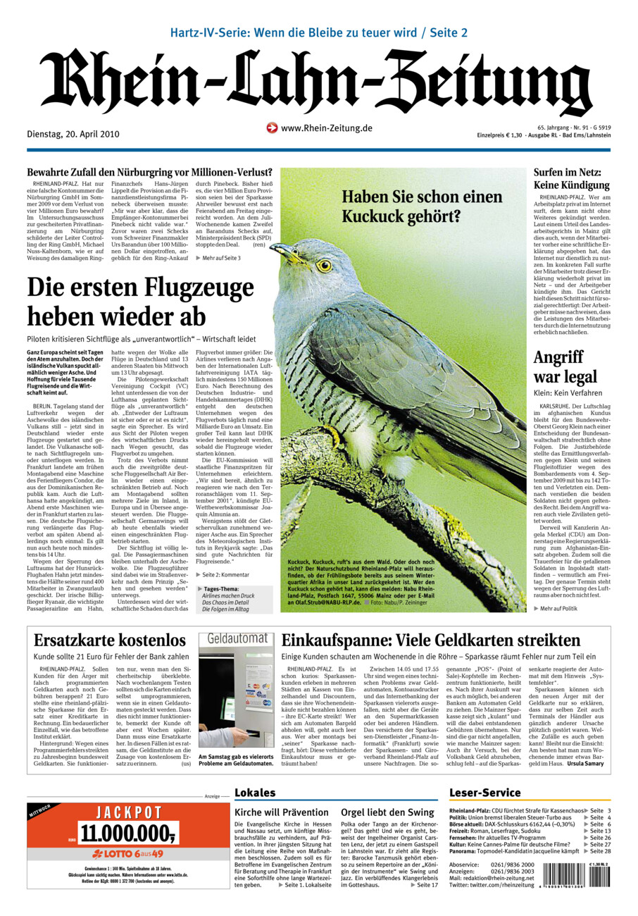 Rhein-Lahn-Zeitung vom Dienstag, 20.04.2010