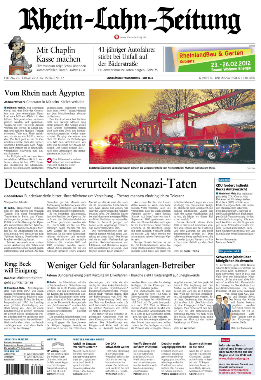 Rhein-Lahn-Zeitung vom Freitag, 24.02.2012