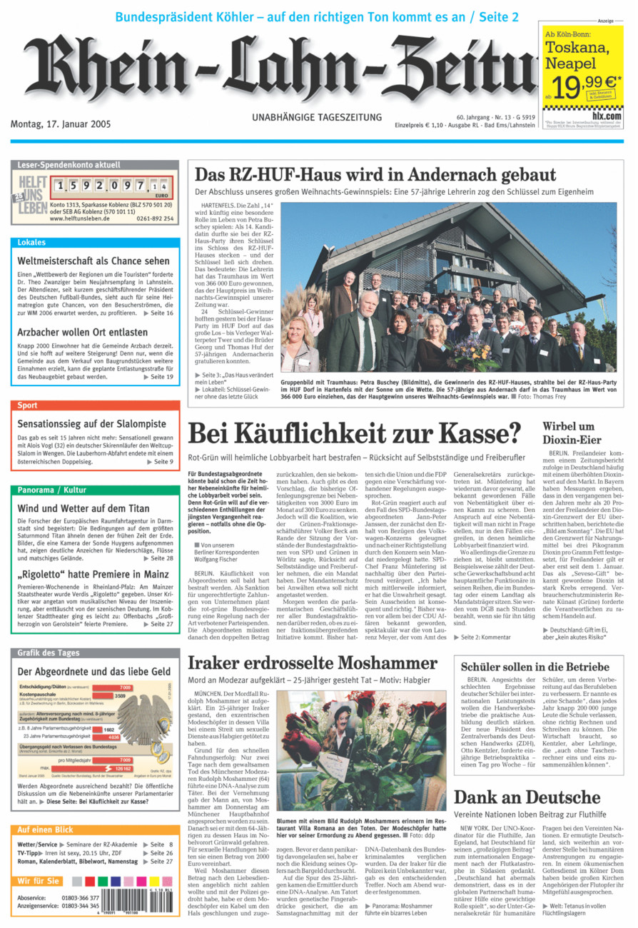 Rhein-Lahn-Zeitung vom Montag, 17.01.2005