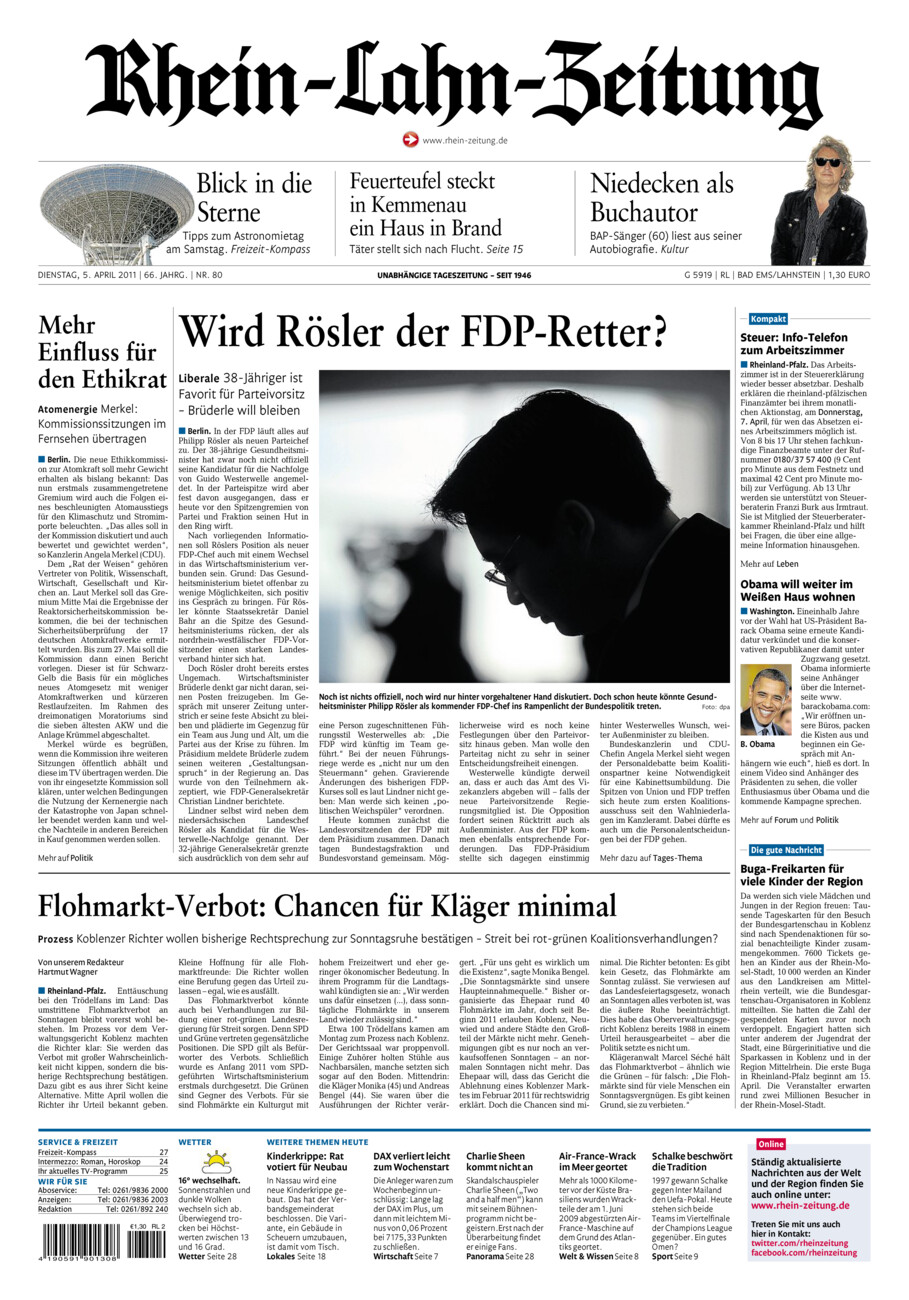 Rhein-Lahn-Zeitung vom Dienstag, 05.04.2011