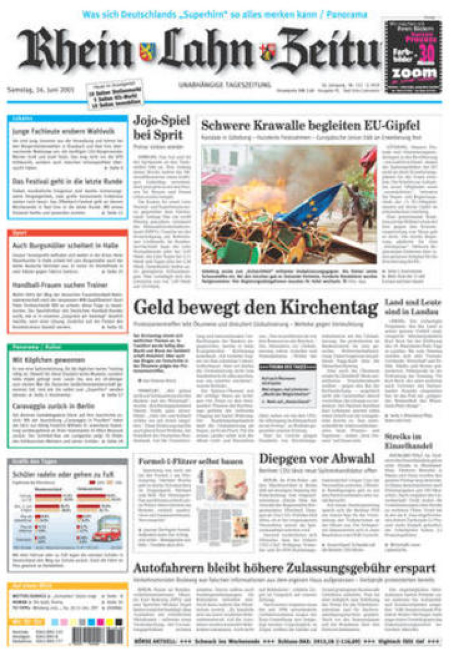 Rhein-Lahn-Zeitung vom Samstag, 16.06.2001