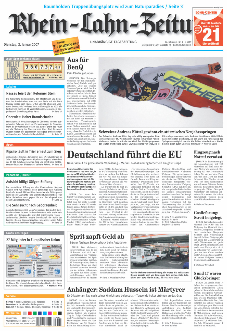 Rhein-Lahn-Zeitung vom Dienstag, 02.01.2007