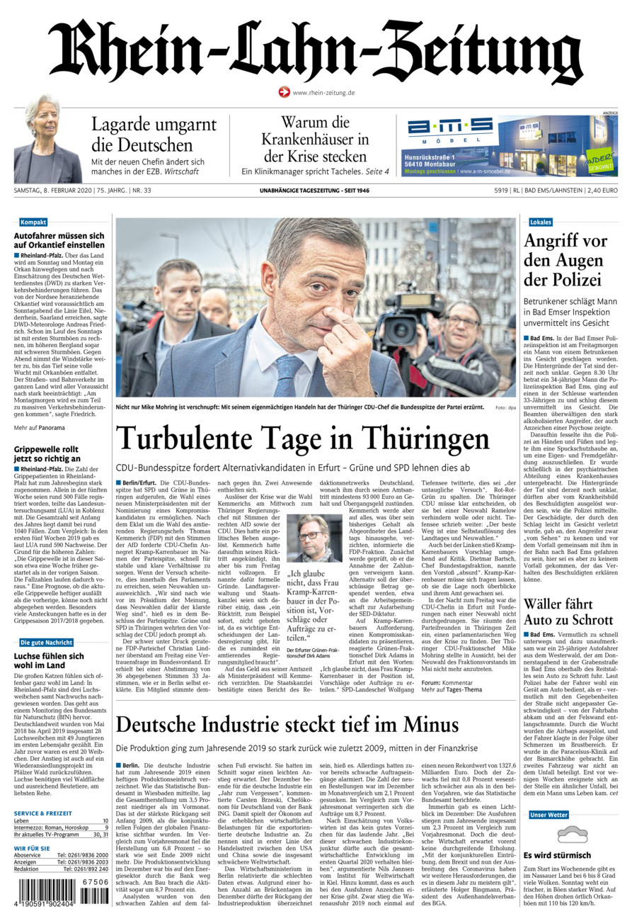 Rhein-Lahn-Zeitung vom Samstag, 08.02.2020