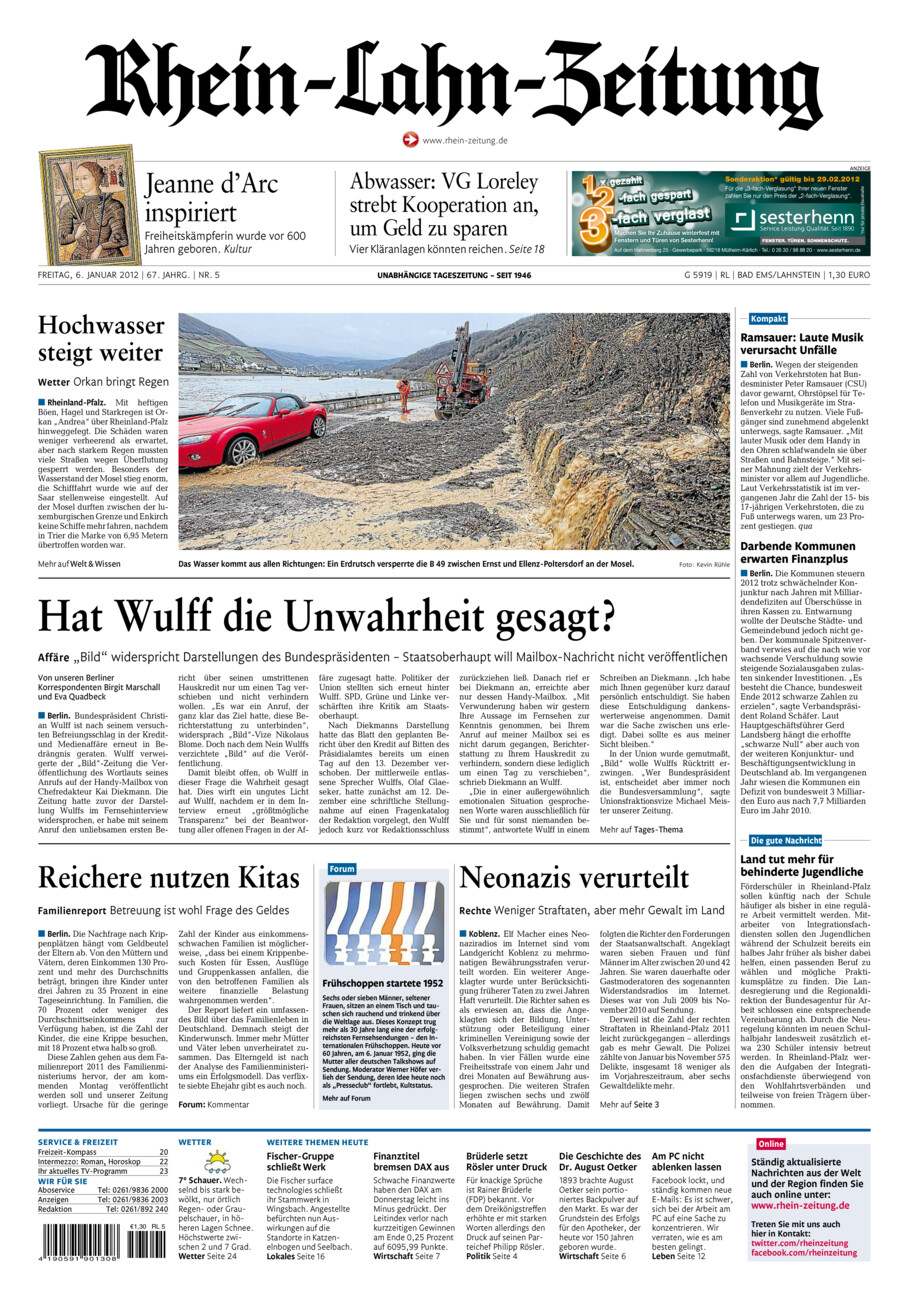 Rhein-Lahn-Zeitung vom Freitag, 06.01.2012