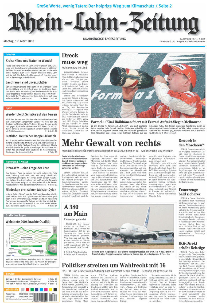 Rhein-Lahn-Zeitung vom Montag, 19.03.2007