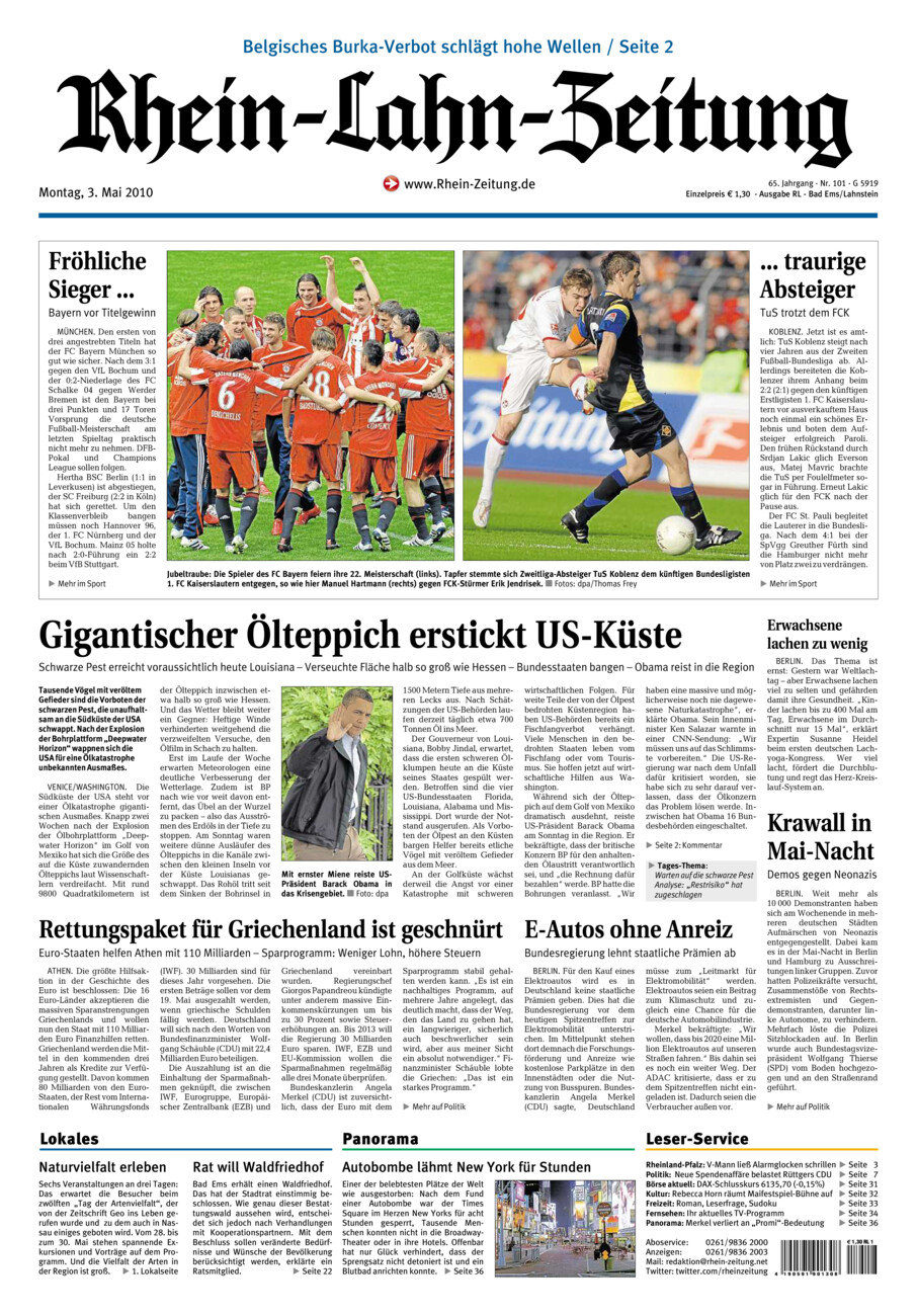 Rhein-Lahn-Zeitung vom Montag, 03.05.2010