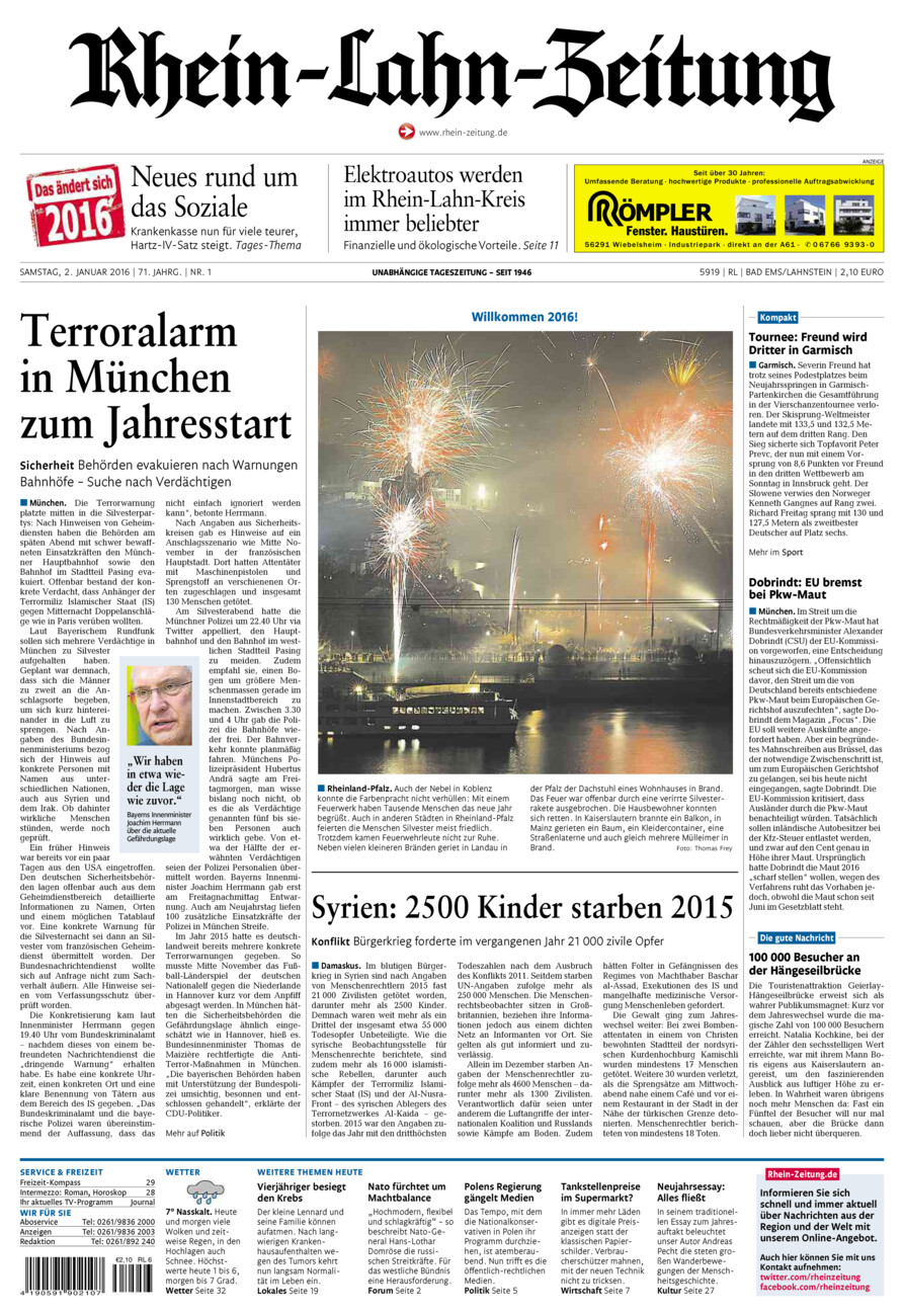 Rhein-Lahn-Zeitung vom Samstag, 02.01.2016