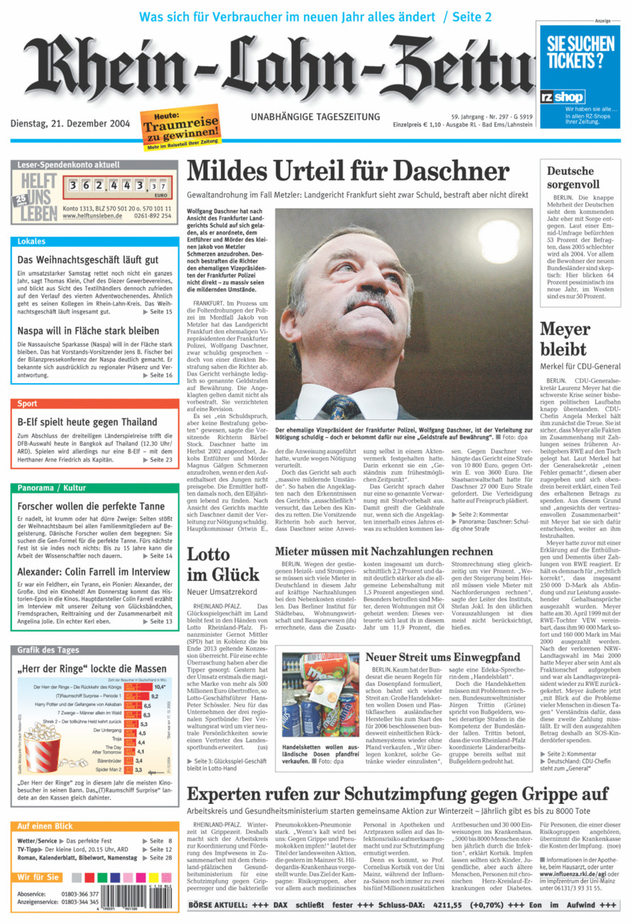 Rhein-Lahn-Zeitung vom Dienstag, 21.12.2004