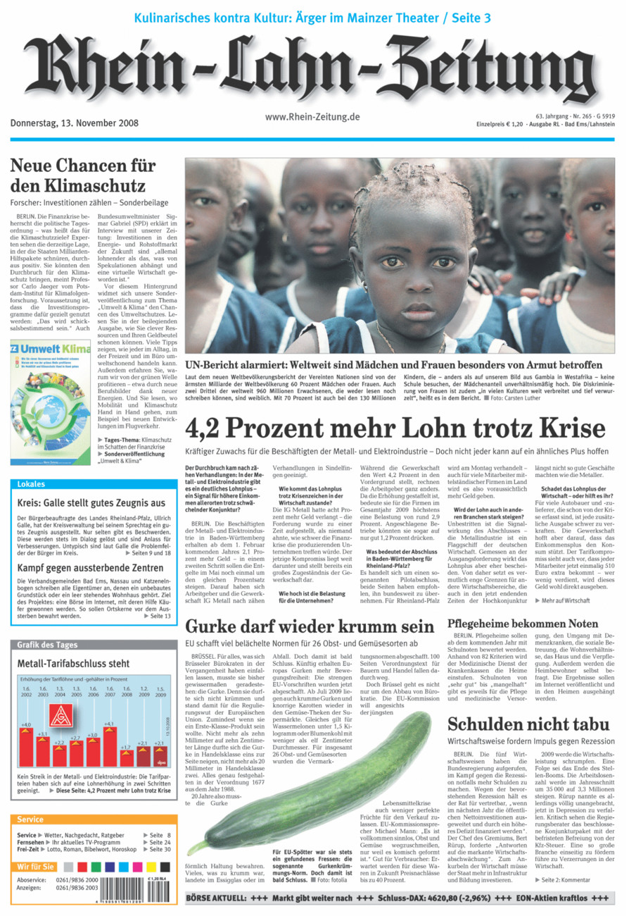 Rhein-Lahn-Zeitung vom Donnerstag, 13.11.2008