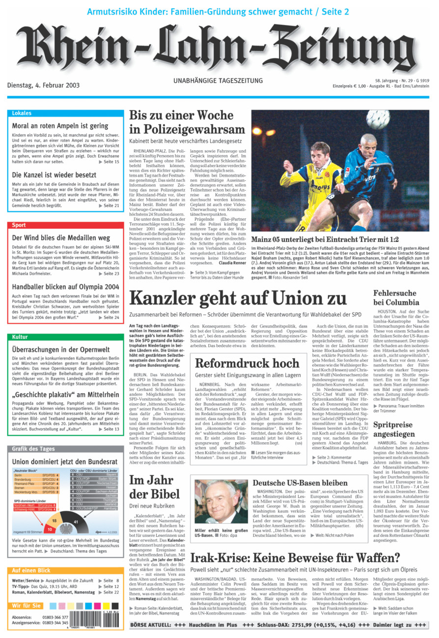 Rhein-Lahn-Zeitung vom Dienstag, 04.02.2003