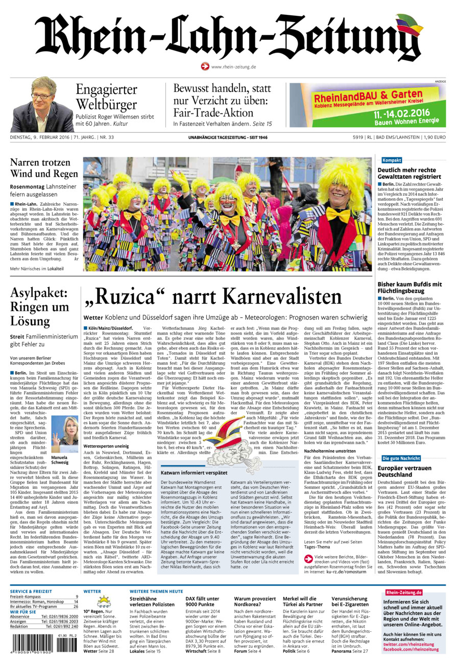Rhein-Lahn-Zeitung vom Dienstag, 09.02.2016