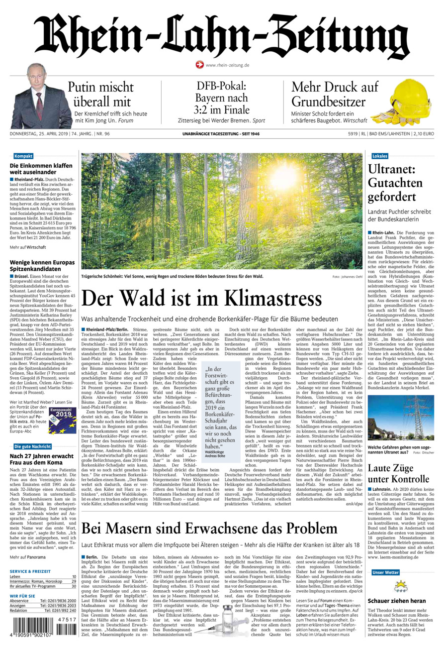 Rhein-Lahn-Zeitung vom Donnerstag, 25.04.2019