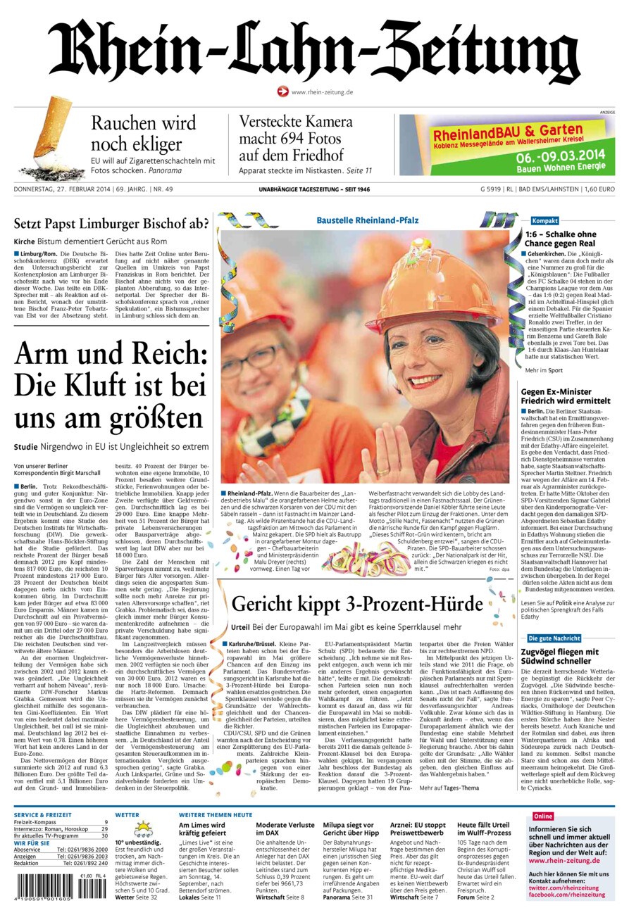 Rhein-Lahn-Zeitung vom Donnerstag, 27.02.2014