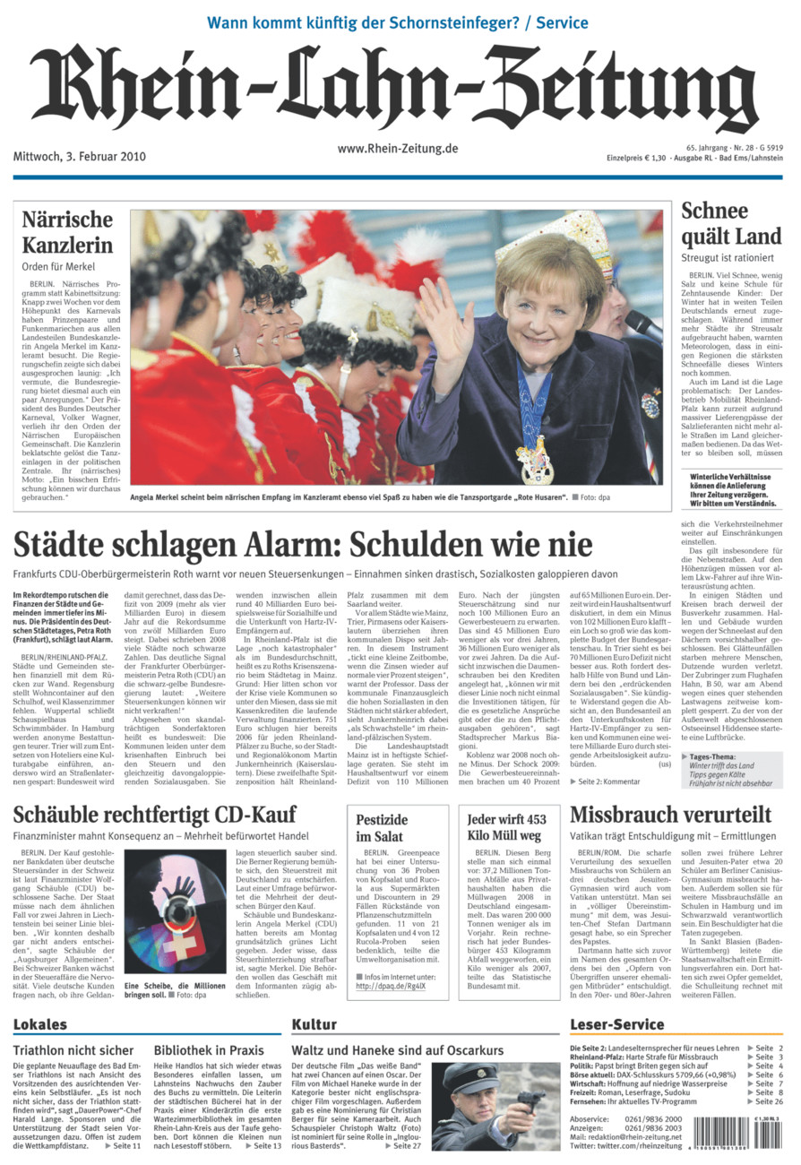 Rhein-Lahn-Zeitung vom Mittwoch, 03.02.2010