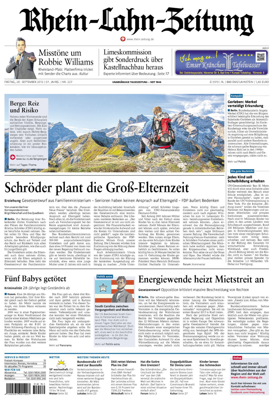 Rhein-Lahn-Zeitung vom Freitag, 28.09.2012