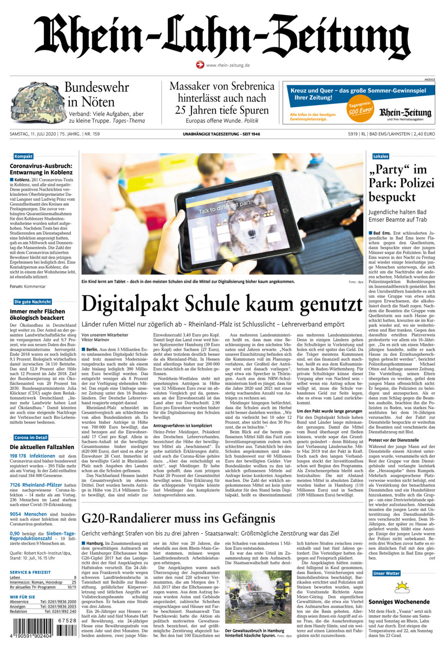 Rhein-Lahn-Zeitung vom Samstag, 11.07.2020