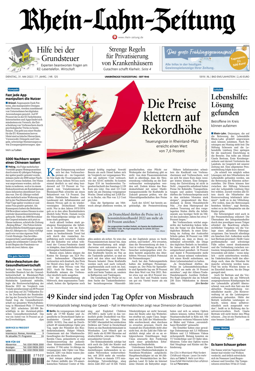 Rhein-Lahn-Zeitung vom Dienstag, 31.05.2022