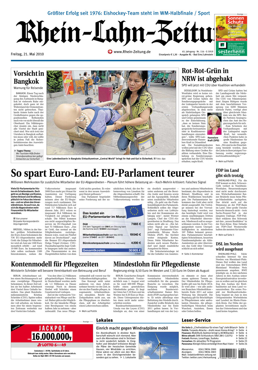 Rhein-Lahn-Zeitung vom Freitag, 21.05.2010