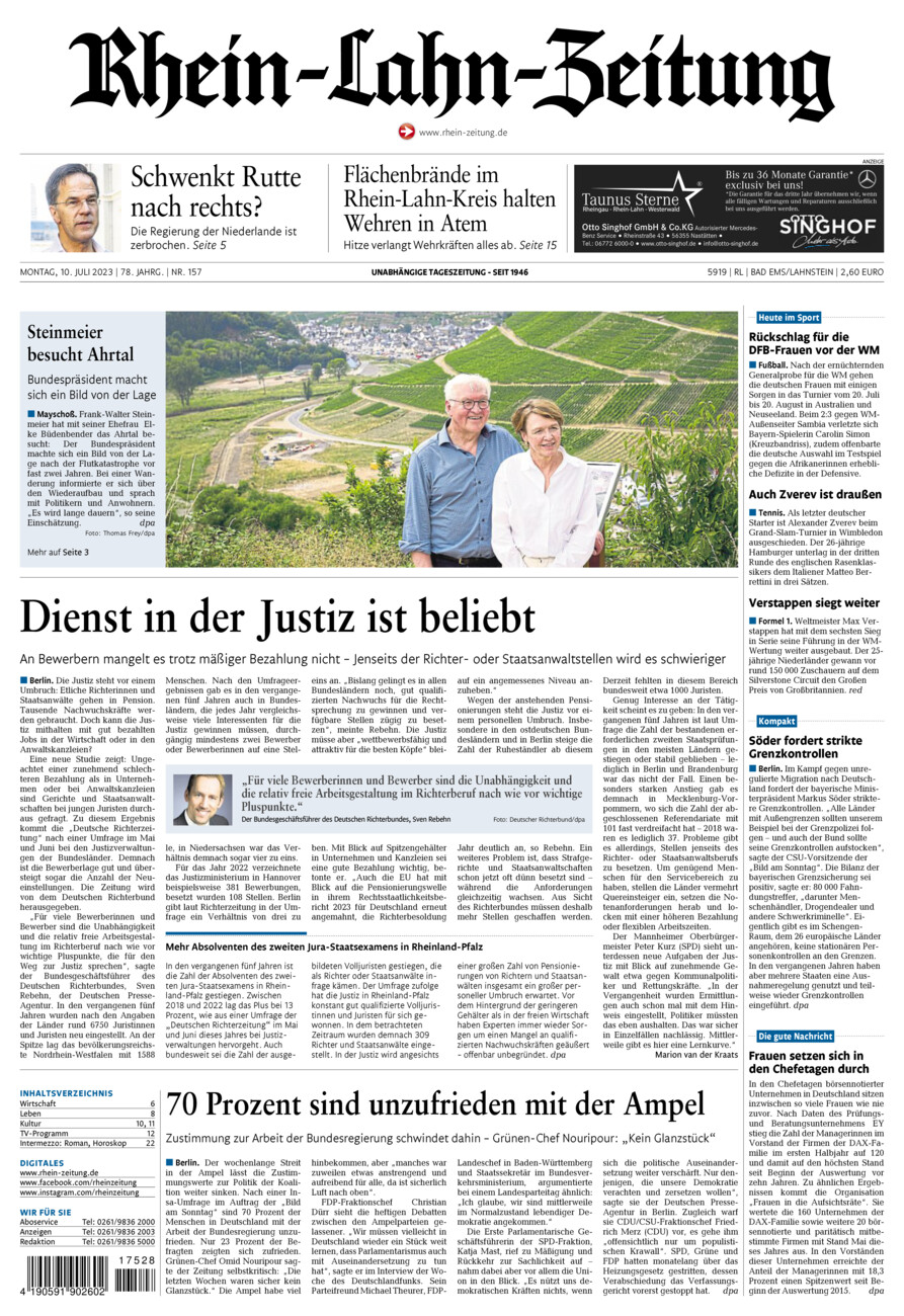 Rhein-Lahn-Zeitung vom Montag, 10.07.2023
