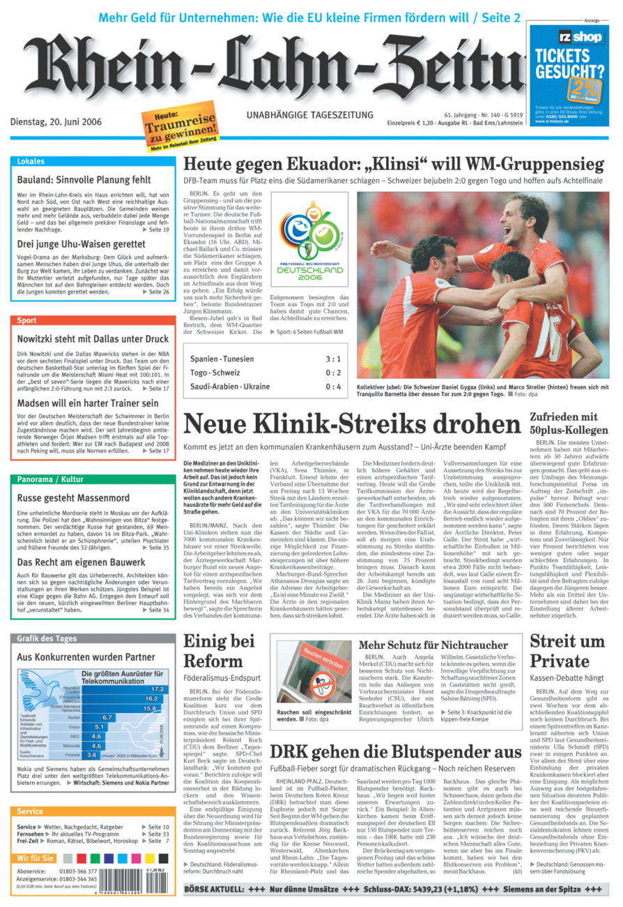 Rhein-Lahn-Zeitung vom Dienstag, 20.06.2006