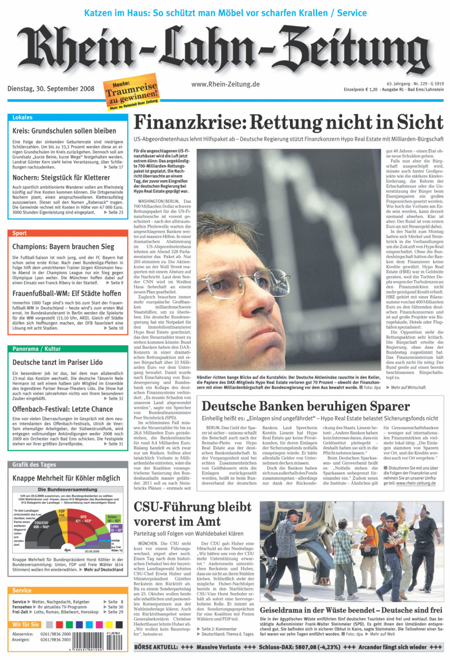 Rhein-Lahn-Zeitung vom Dienstag, 30.09.2008
