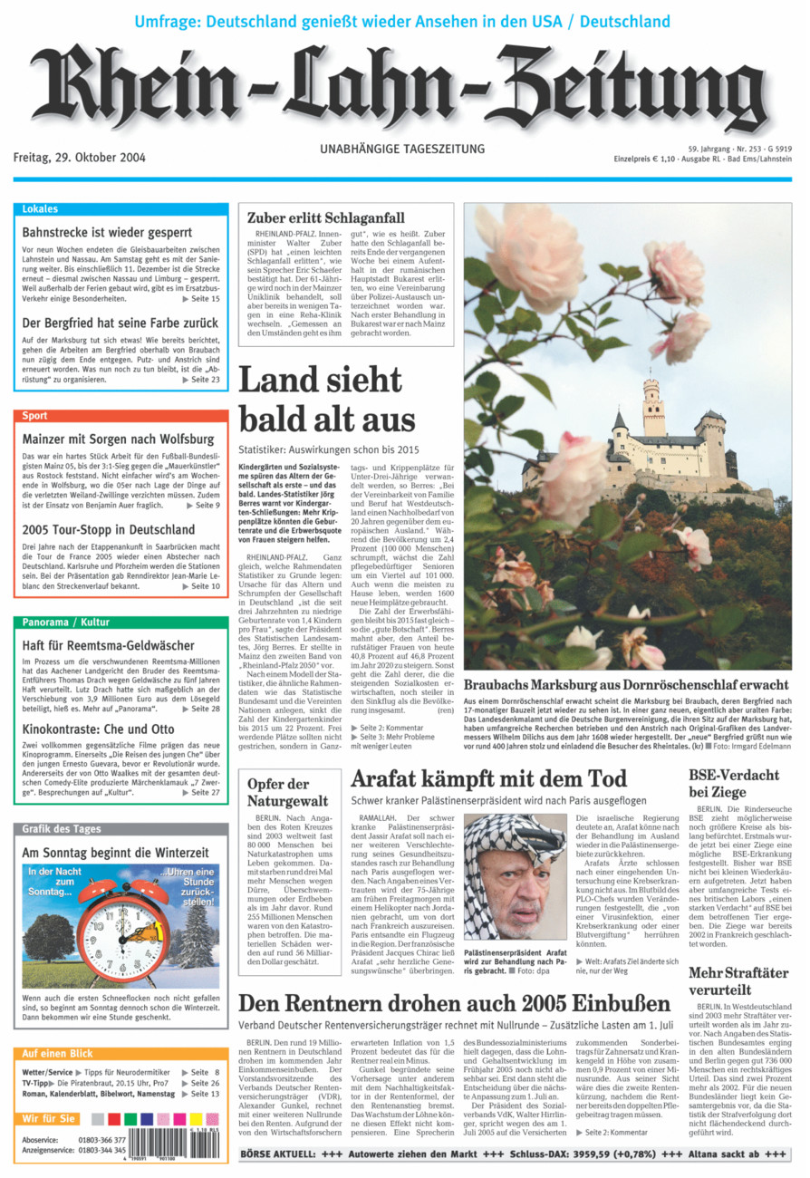 Rhein-Lahn-Zeitung vom Freitag, 29.10.2004