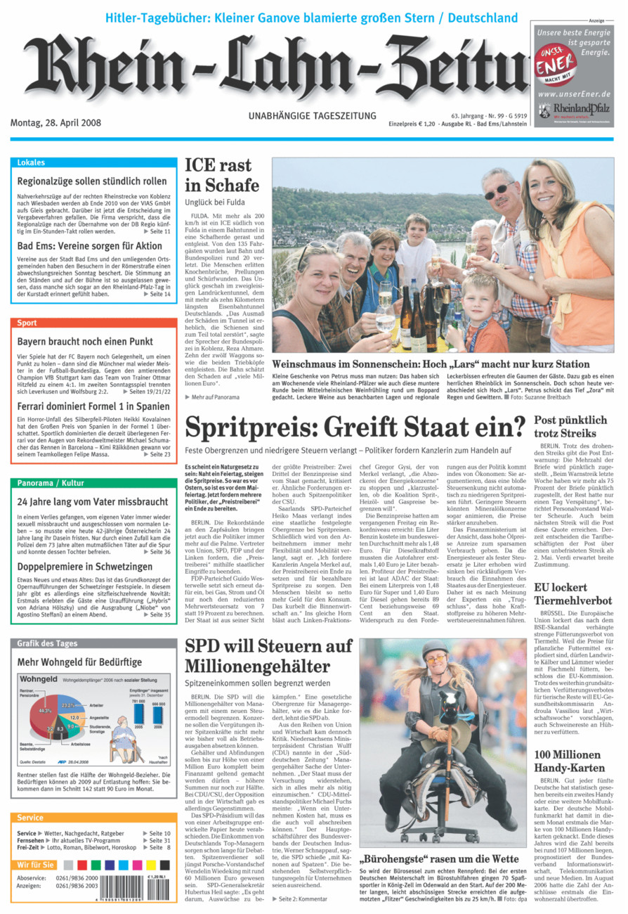 Rhein-Lahn-Zeitung vom Montag, 28.04.2008
