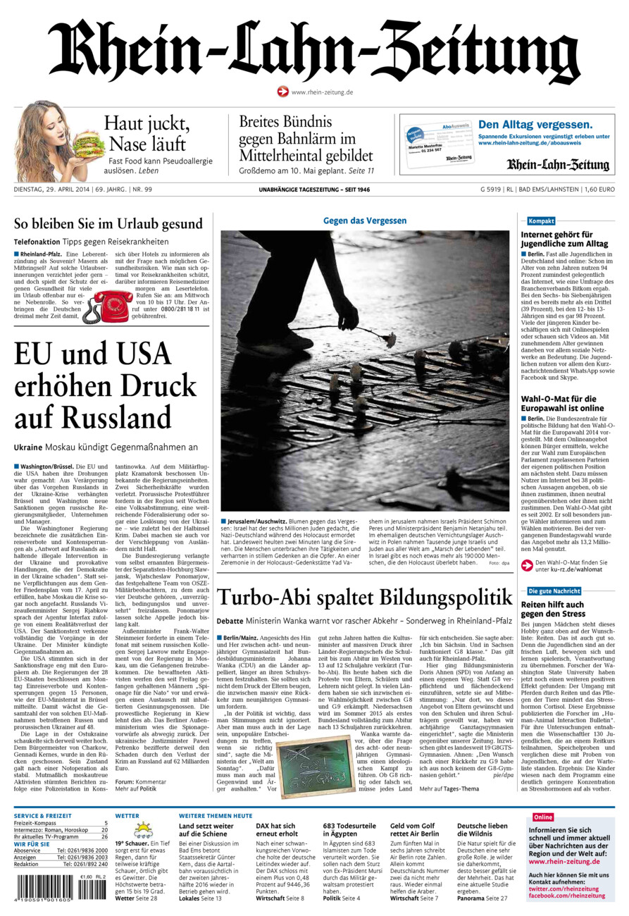 Rhein-Lahn-Zeitung vom Dienstag, 29.04.2014