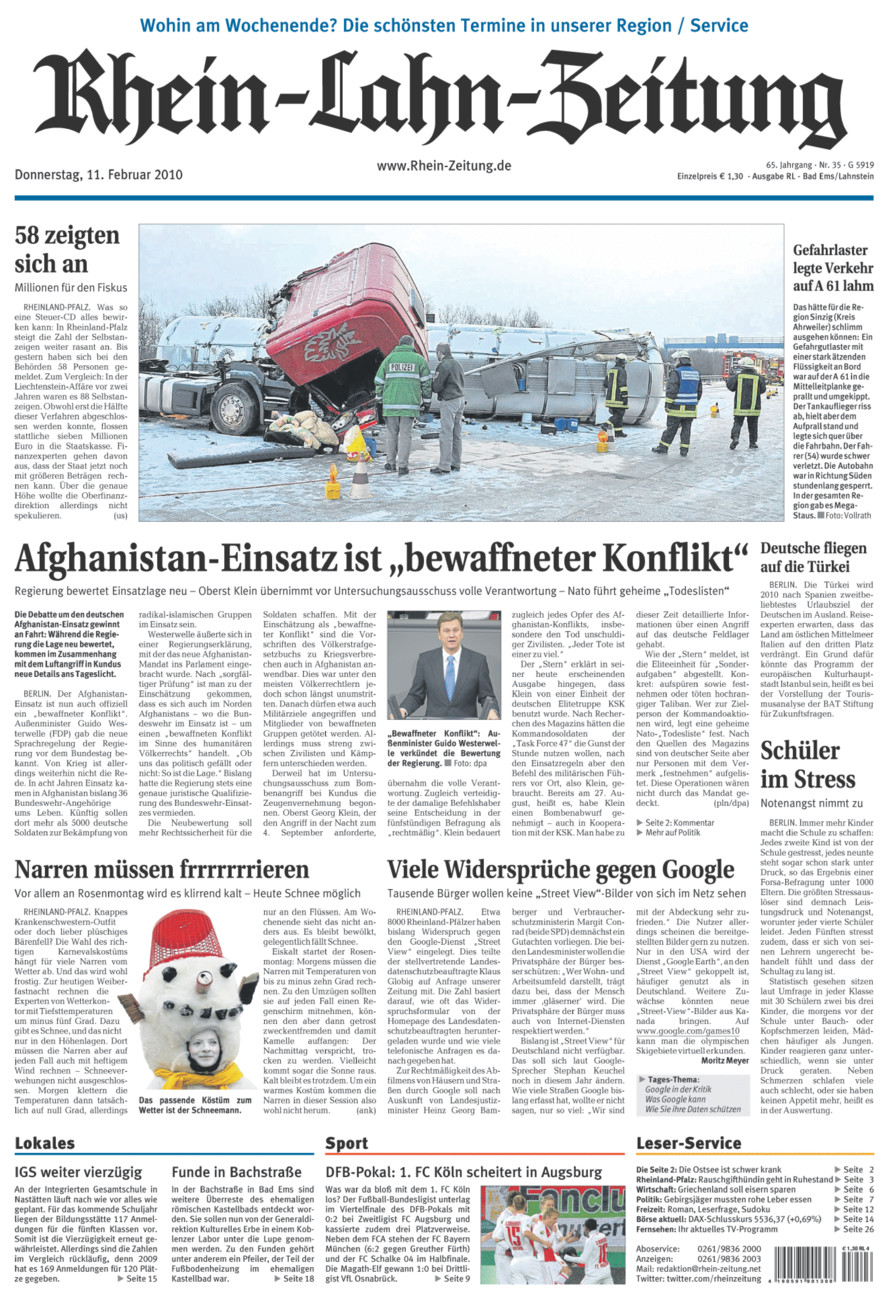 Rhein-Lahn-Zeitung vom Donnerstag, 11.02.2010