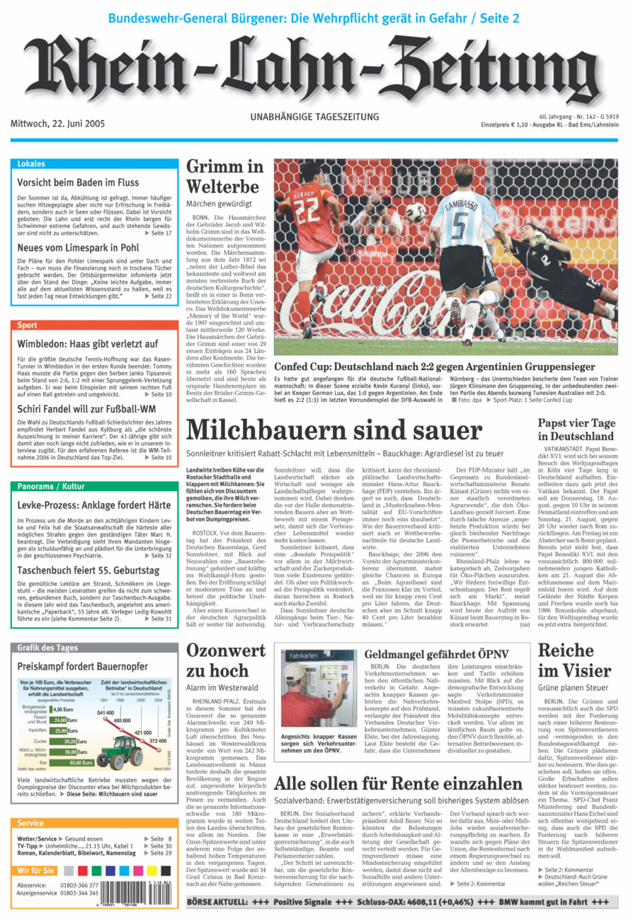 Rhein-Lahn-Zeitung vom Mittwoch, 22.06.2005