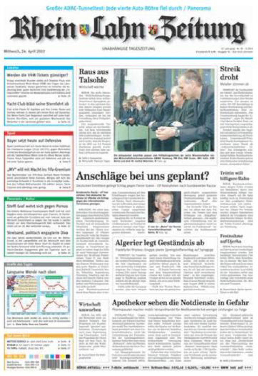 Rhein-Lahn-Zeitung vom Mittwoch, 24.04.2002